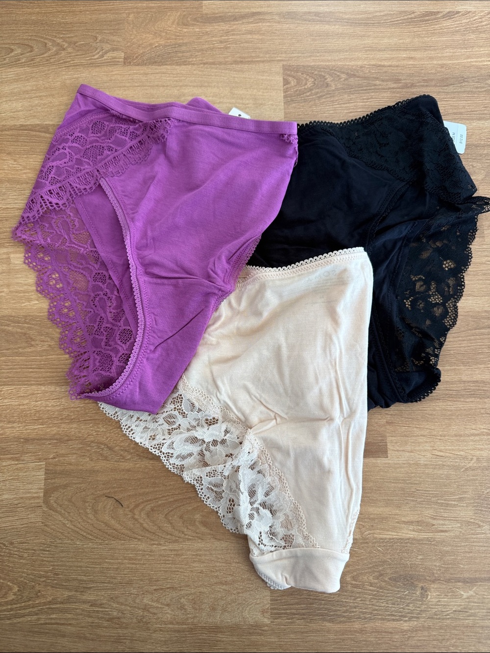 3 Soma Embraceable Signature Lace High Leg Panties Underwear Black Purple Nude M